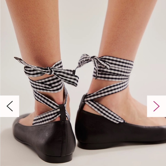 Free People Jeffrey Campbell That’s a wrap ballet flats black white gingham - Picture 3 of 9